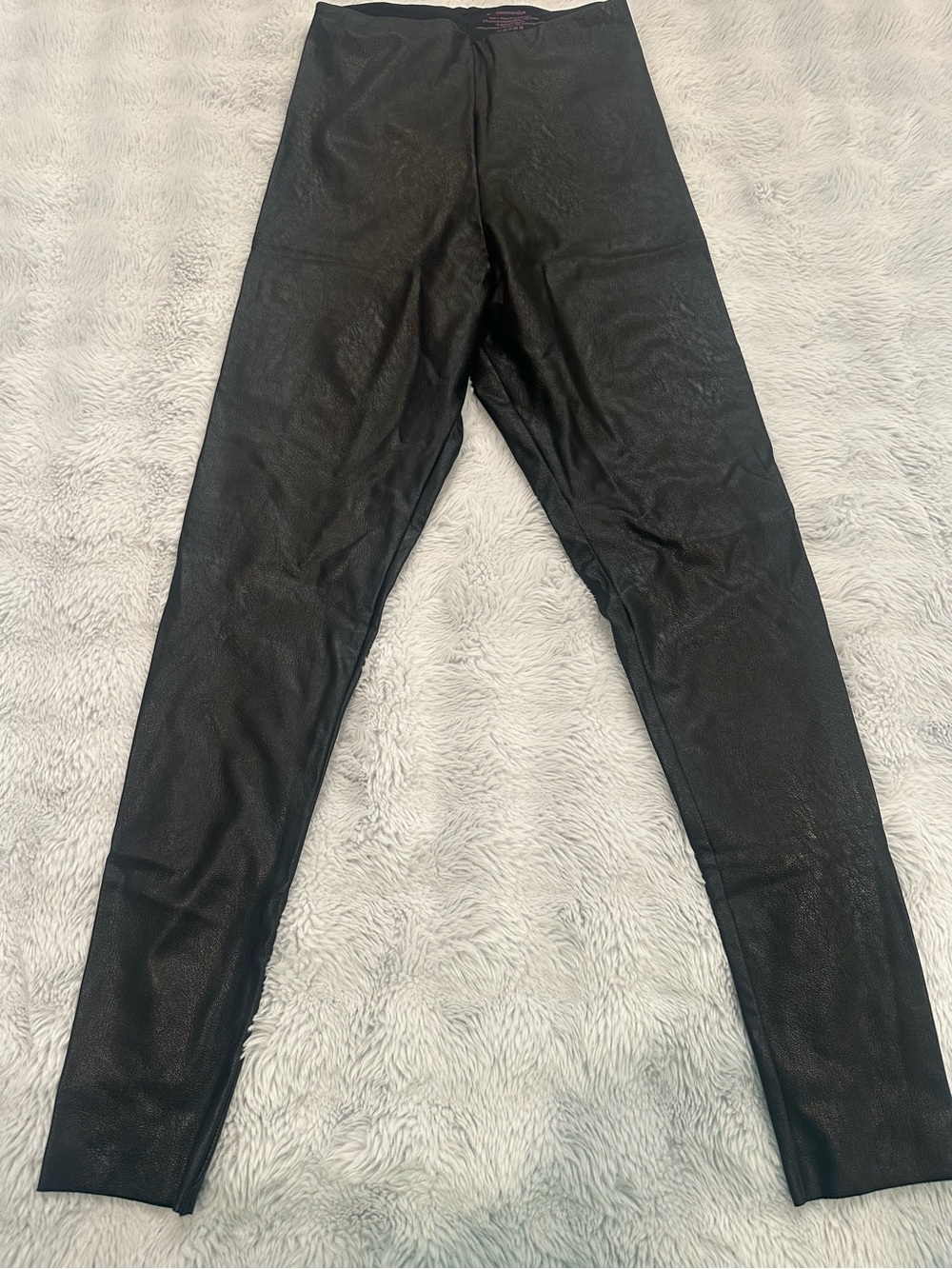 Commando Black Faux Leather Leggings Size Medium High Rise Stretch